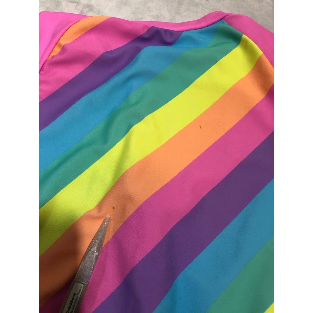5/$25 Juicy Couture One Piece Swimsuit Size 10 Pink Rainbow Stripe Long Sleeve